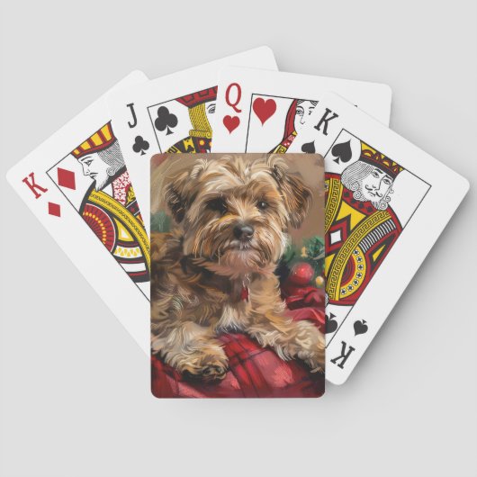 Yorkipoo Hond Kerstfeest Pokerkaarten (Achterkant)