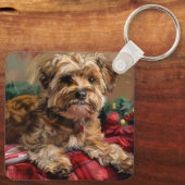Yorkipoo Hond Kerstfeest Sleutelhanger (Achterkant)