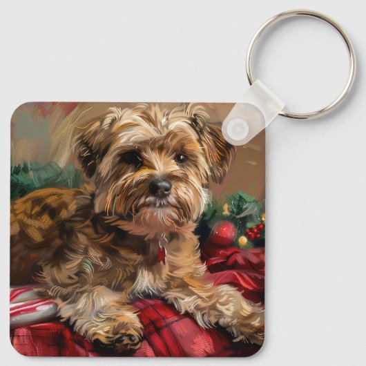 Yorkipoo Hond Kerstfeest Sleutelhanger (Achterkant)