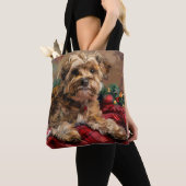 Yorkipoo Hond Kerstfeest Tote Bag (Dichtbij)