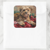 Yorkipoo Hond Kerstfeest Vierkante Sticker (Tas)