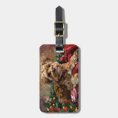 Yorkipoo-hond Kerstmis Festief Bagagelabel (Voorkant verticaal)