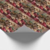 Yorkipoo-hond Kerstmis Festief Cadeaupapier (Hoek)