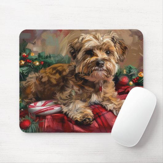 Yorkipoo-hond Kerstmis Festief Muismat (Met muis)