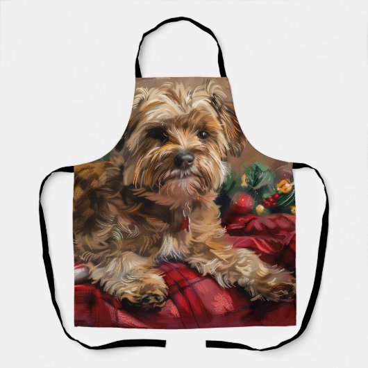 Yorkipoo-hond Kerstmis Festief Schort (Voorkant)