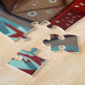 Yorkipoo hond met kerstcadeaus open haard legpuzzel (Zijkant)