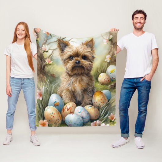 Yorkipoo Hond Met Paaseieren Vakantie Fleece Deken (In situ)