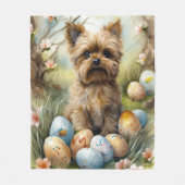 Yorkipoo Hond Met Paaseieren Vakantie Fleece Deken (Voorkant)