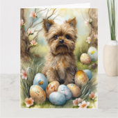 Yorkipoo Hond Met Paaseieren Vakantie Kaart (Voorkant)