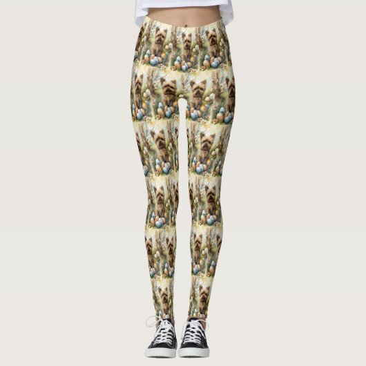 Yorkipoo Hond Met Paaseieren Vakantie Leggings (Voorkant)