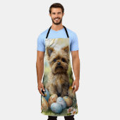 Yorkipoo Hond Met Paaseieren Vakantie Schort (Gedragen)