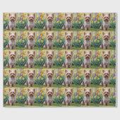 Yorkipoo Hond Spring Bloemen Schilderen Cadeaupapier (Vlak)
