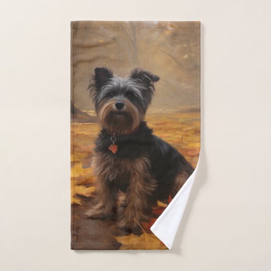 Yorkipoo in de herfst laat Herfst inspireren Bad Handdoek (Handdoek)