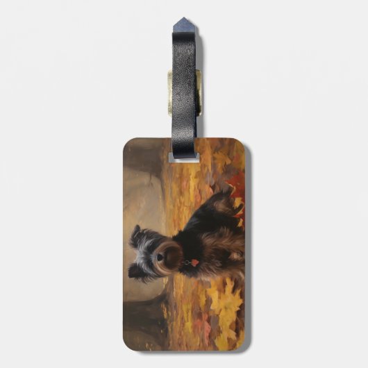 Yorkipoo in de herfst laat Herfst inspireren Bagagelabel (Achterkant verticaal)