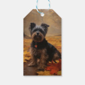 Yorkipoo in de herfst laat Herfst inspireren Cadeaulabel (Achterkant)