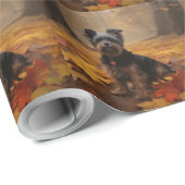 Yorkipoo in de herfst laat Herfst inspireren Cadeaupapier (Rol Hoek)