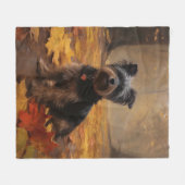 Yorkipoo in de herfst laat Herfst inspireren Fleece Deken (Voorkant (Horizontaal))