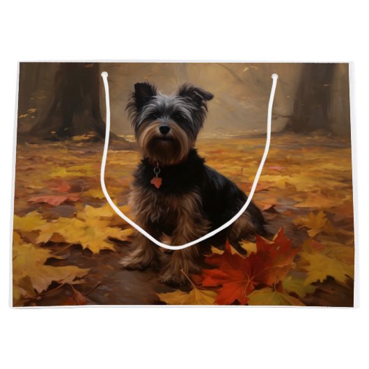 Yorkipoo in de herfst laat Herfst inspireren Groot Cadeauzakje (Voorkant)