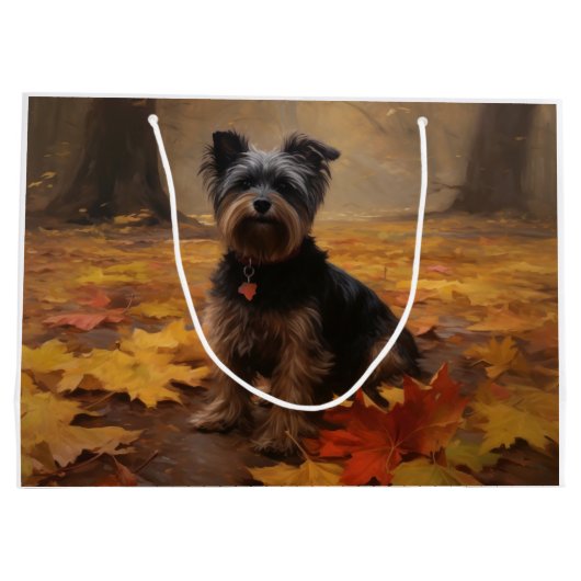Yorkipoo in de herfst laat Herfst inspireren Groot Cadeauzakje (Achterkant)