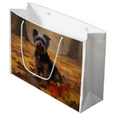 Yorkipoo in de herfst laat Herfst inspireren Groot Cadeauzakje (Voorkant Gekanteld)