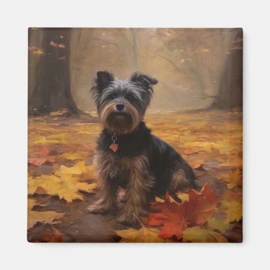 Yorkipoo in de herfst laat Herfst inspireren Magneet (Voorkant)