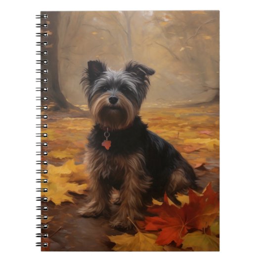 Yorkipoo in de herfst laat Herfst inspireren Notitieboek (Voorkant)