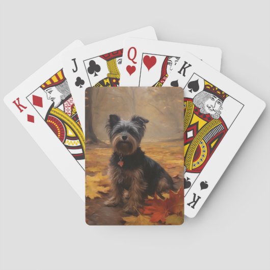 Yorkipoo in de herfst laat Herfst inspireren Pokerkaarten (Achterkant)