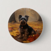 Yorkipoo in de herfst laat Herfst inspireren Ronde Button 5,7 Cm (Voorkant)