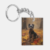 Yorkipoo in de herfst laat Herfst inspireren Sleutelhanger (Voorkant Links)