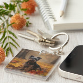 Yorkipoo in de herfst laat Herfst inspireren Sleutelhanger (Voorkant Rechts)