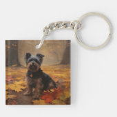 Yorkipoo in de herfst laat Herfst inspireren Sleutelhanger (Achterkant)