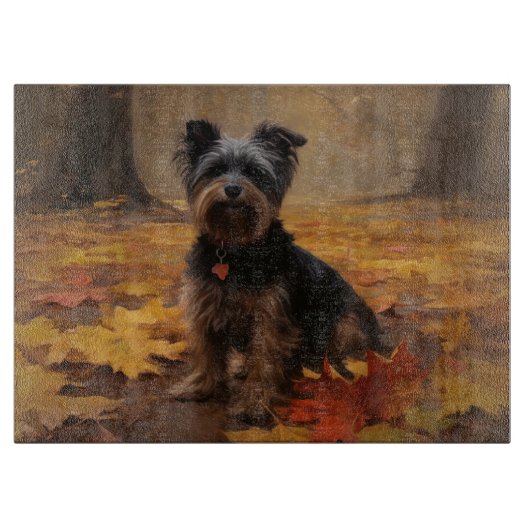 Yorkipoo in de herfst laat Herfst inspireren Snijplank (Voorkant)