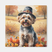 Yorkipoo in de herfst verlaat de Thanksgiving kuns Magneet (Voorkant)