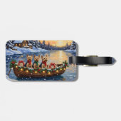 Yorkipoo Kerstboot Vakantie Bagagelabel (Achterkant horizontaal)
