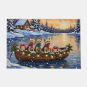 Yorkipoo Kerstboot Vakantie Deurmat (Voorkant)