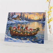 Yorkipoo Kerstboot Vakantie Kaart (Gele Bloem)