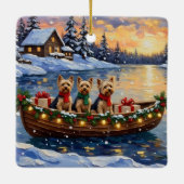 Yorkipoo Kerstboot Vakantie Keramisch Ornament (Achterkant)
