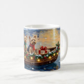 Yorkipoo Kerstboot Vakantie Koffiemok (Voorkant rechts)