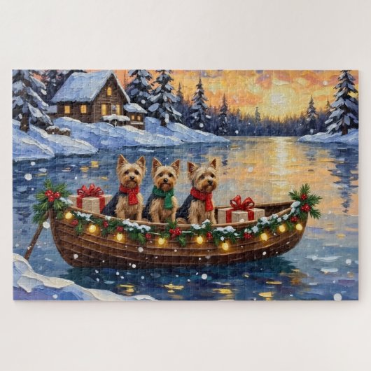 Yorkipoo Kerstboot Vakantie Legpuzzel (Horizontaal)