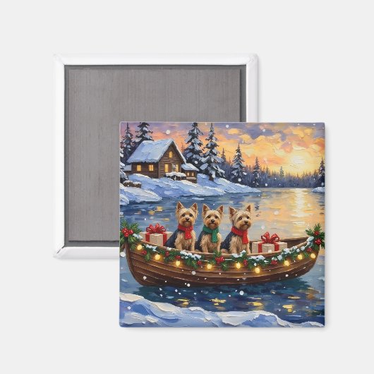 Yorkipoo Kerstboot Vakantie Magneet (Voorkant / Achterkant)
