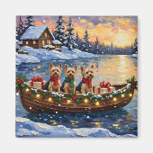Yorkipoo Kerstboot Vakantie Magneet (Voorkant)