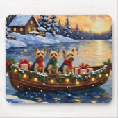 Yorkipoo Kerstboot Vakantie Muismat (Voorkant)