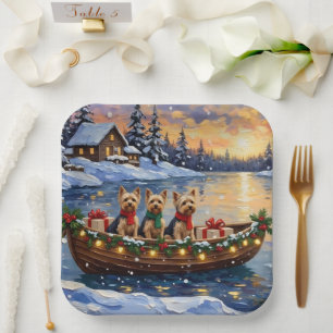 Yorkipoo Kerstboot Vakantie Papieren Bordje