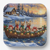 Yorkipoo Kerstboot Vakantie Papieren Bordje (Voorkant)