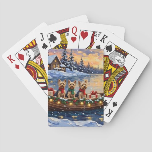 Yorkipoo Kerstboot Vakantie Pokerkaarten (Achterkant)