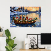 Yorkipoo Kerstboot Vakantie Poster (Thuiskantoor)