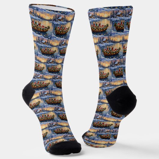 Yorkipoo Kerstboot Vakantie Sokken (Gebogen)
