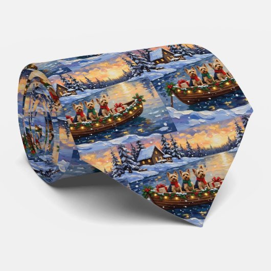 Yorkipoo Kerstboot Vakantie Stropdas (Opgerold)