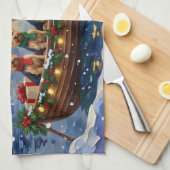 Yorkipoo Kerstboot Vakantie Theedoek (Quarter Fold)