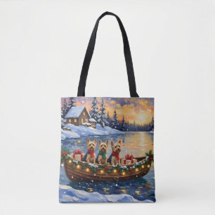 Yorkipoo Kerstboot Vakantie Tote Bag